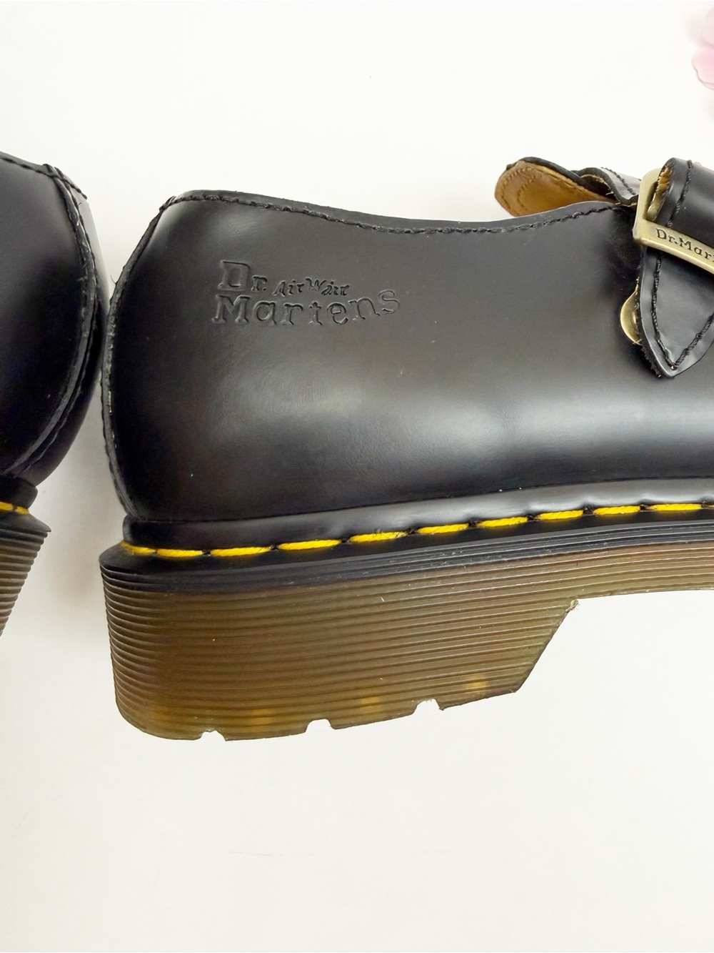 Dr. Martens Smooth Leather Mary Jane Shoes Black Double Buckle Perforated - Picture 11 of 15